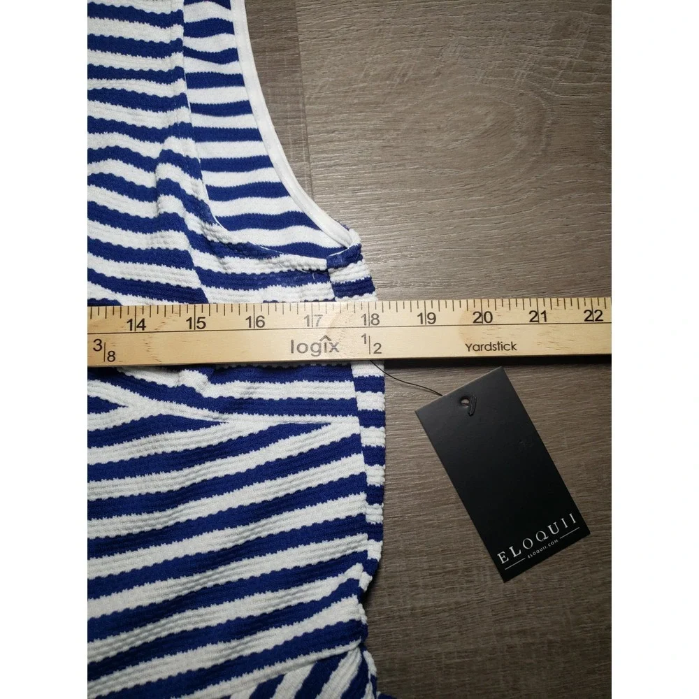 Eloquii Navy and White Striped Sleeveless Dress - Picture 4 of 5